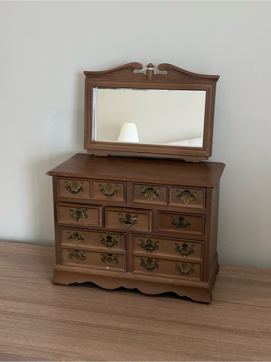 Other - Vintage Wooden Jewelry Organizer with Mirror & Music Box
